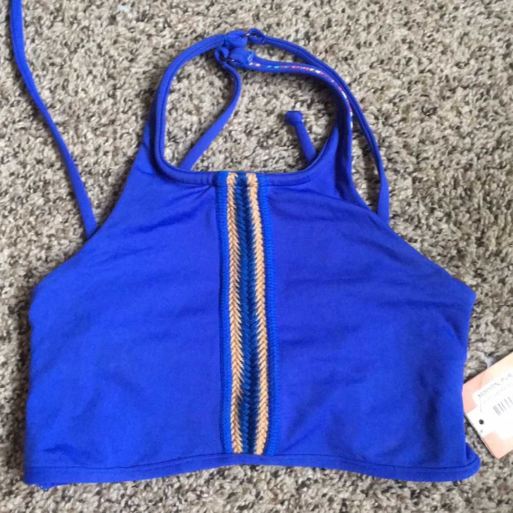 Bright blue high neck Maaji bikini top